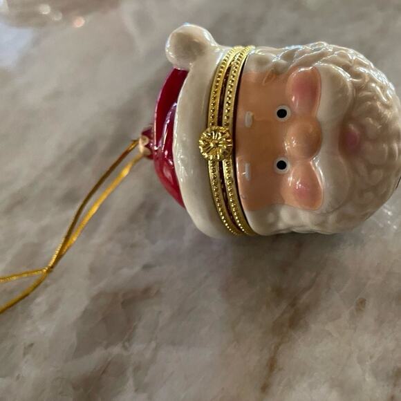 Santa Claus ceramic trinket box Christmas ornament - Picture 3 of 11